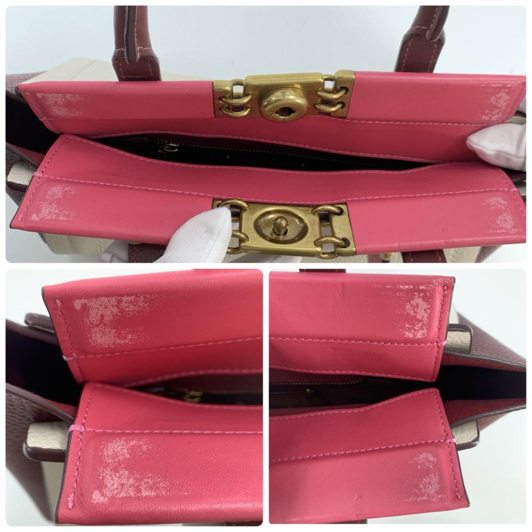 コーチ トループ キャリーオール 2way ハンドバッグ 本革 バイカラー