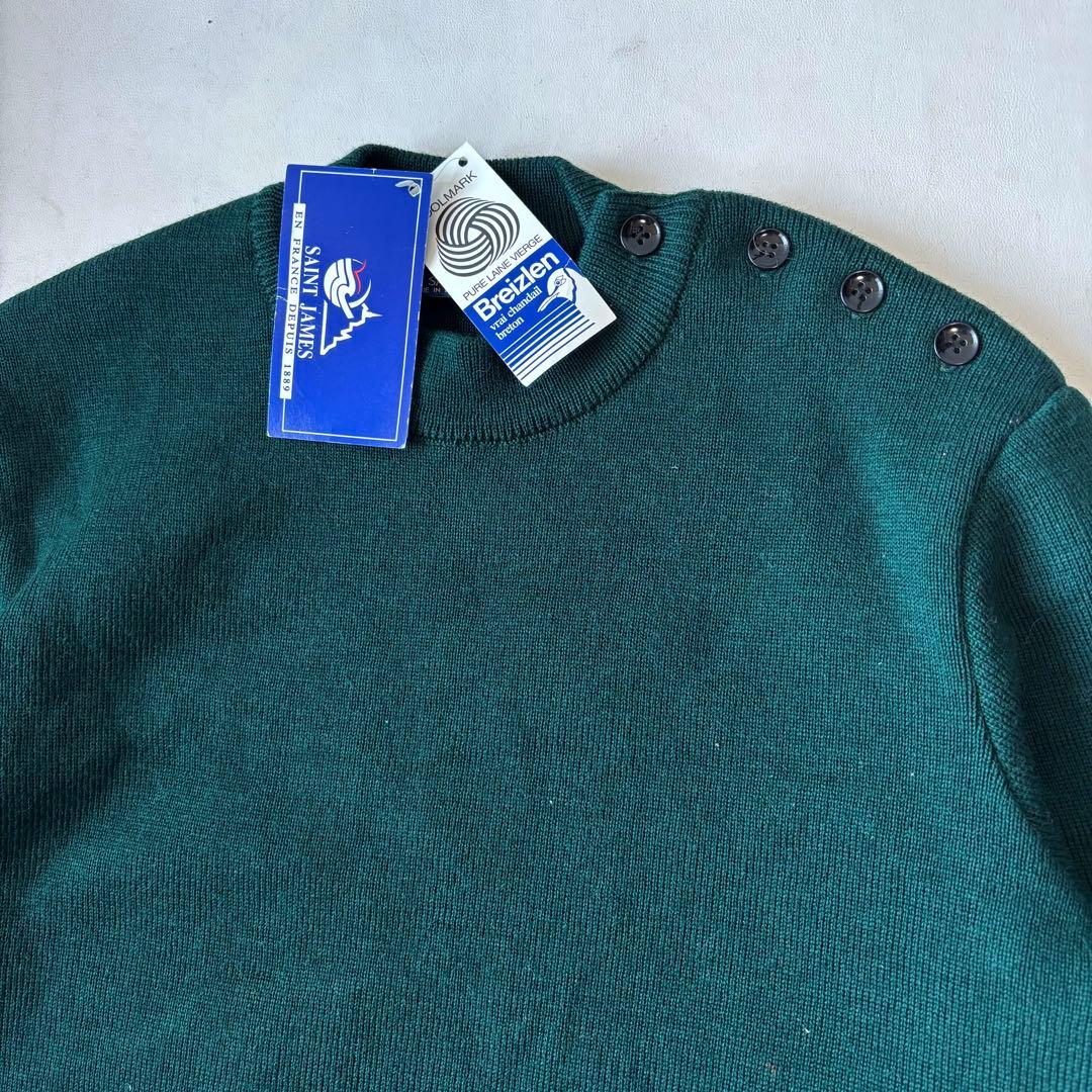 デッドストック 80s～90s SAINT JAMES 肩ボタン ウール ニット