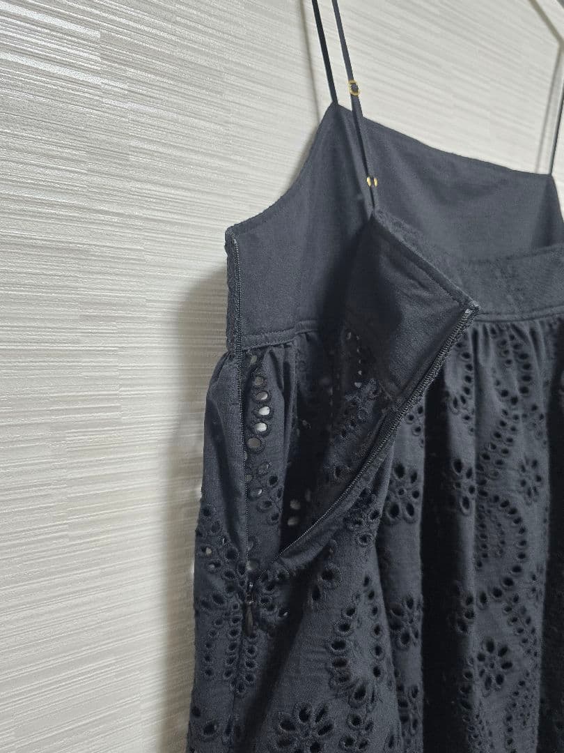 新品 23区【洗える】コットンエンブロイダリー キャミソール 44 ブラック系