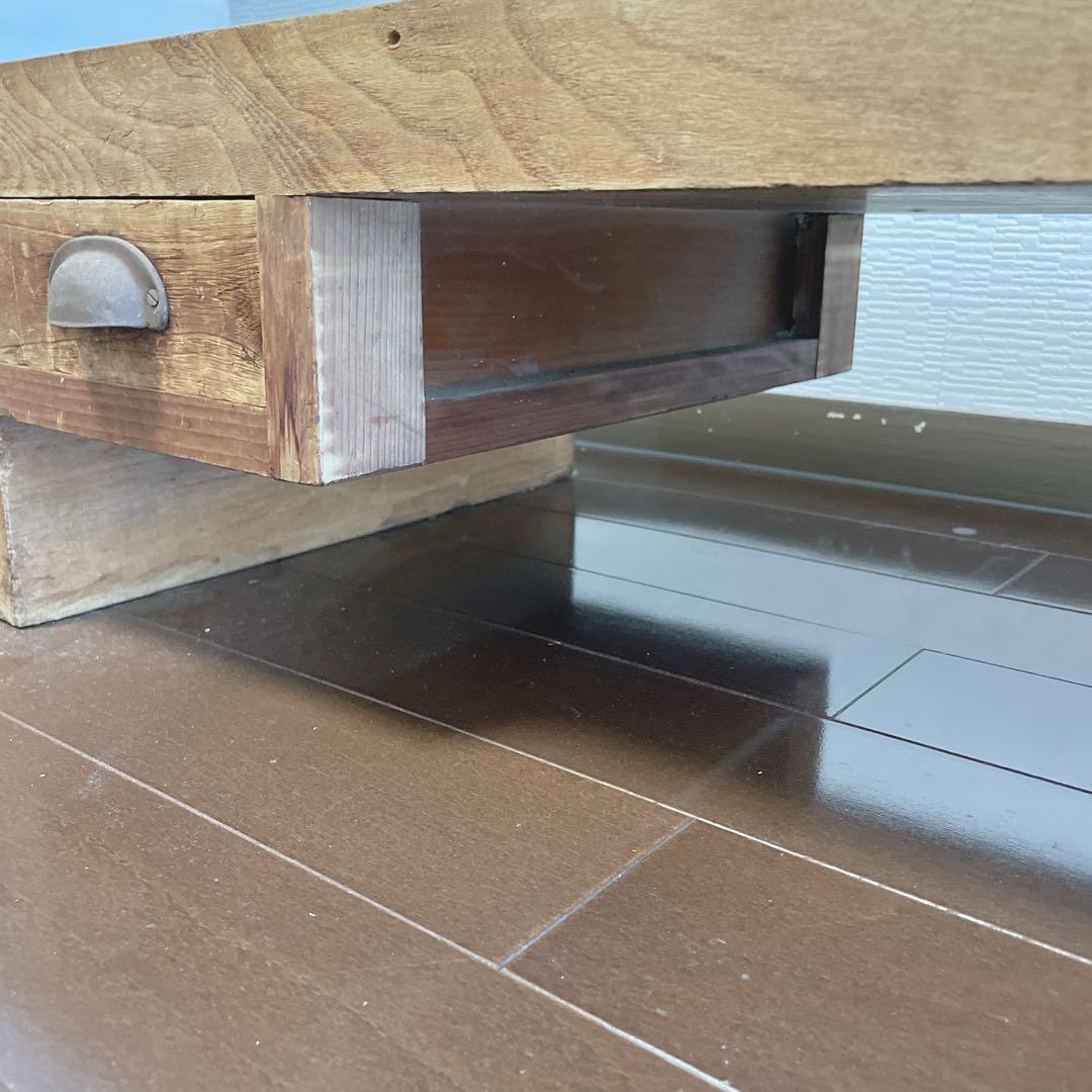 ✨裁ち台✨アンティーク　天板5cm 一枚板　引き出し付