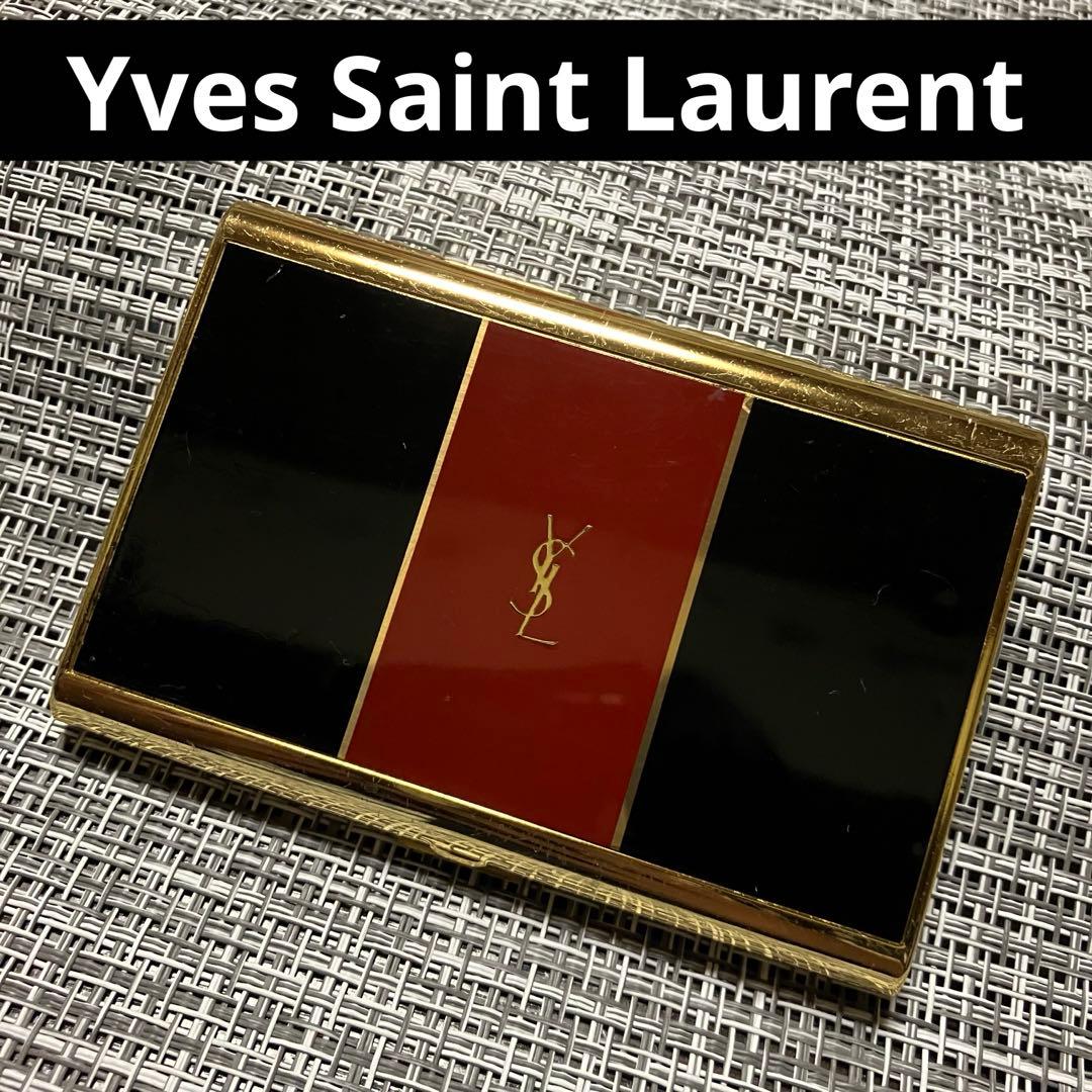 YSL イヴサンローラン ヴィンテージ カードケース ケース 赤x黒x金 名刺