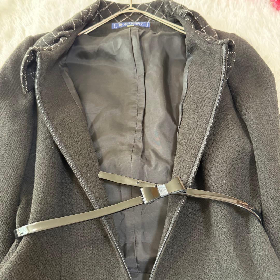 エムズグレイシー ワンピース　チェック　ベルト　襟あり　カメリア　大きい