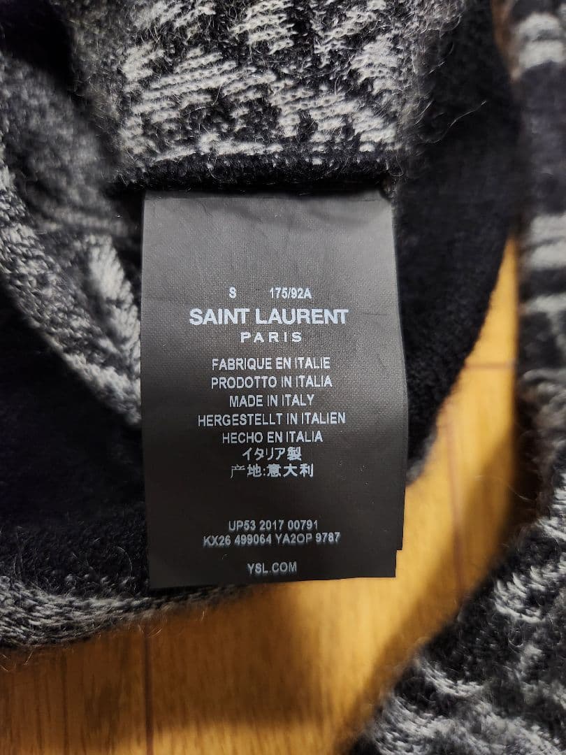 SAINT LAURENT PARIS 幾何学模様 モヘヤ混 ニットセーター