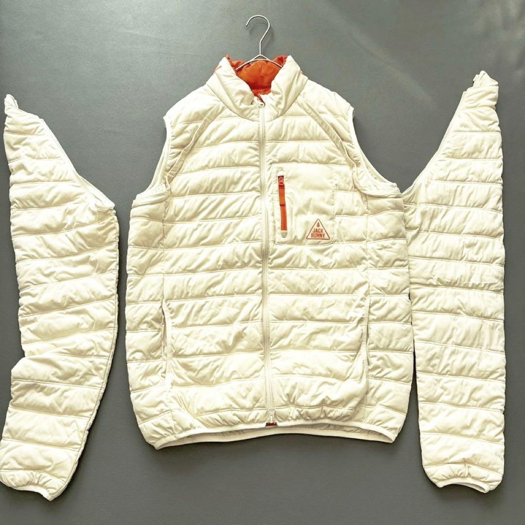 【2WAY】ジャックバニー 中綿ジャケット XL ベスト ホワイト ゴルフ 軽量