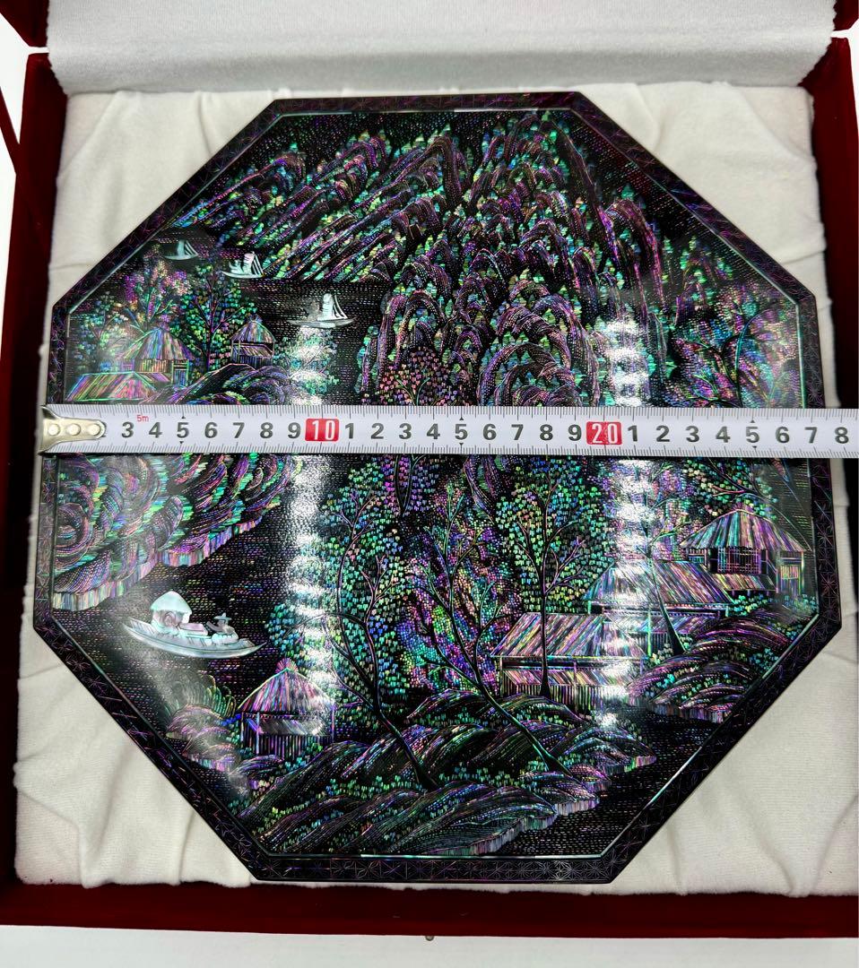 韓国製　八角螺鈿細工　漆器　螺鈿細工　小物入れ