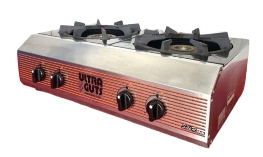 美品 山岡金属 ウルトラガッツ 2口ガステーブルコンロ LPガス 付属付き