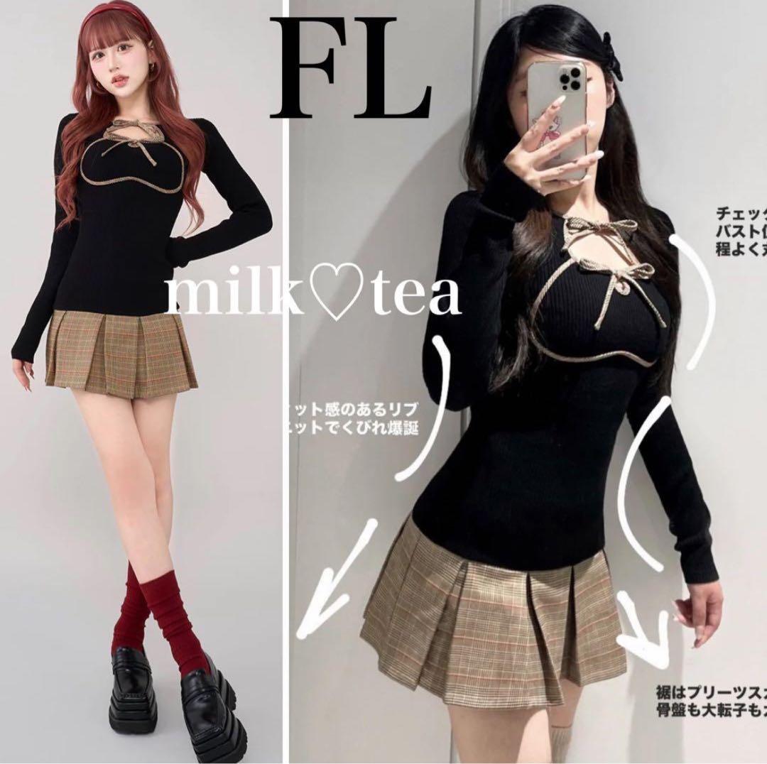 新品タグ付 ダーリッチ ブラック FL ポイントチェックニットミニワンピース