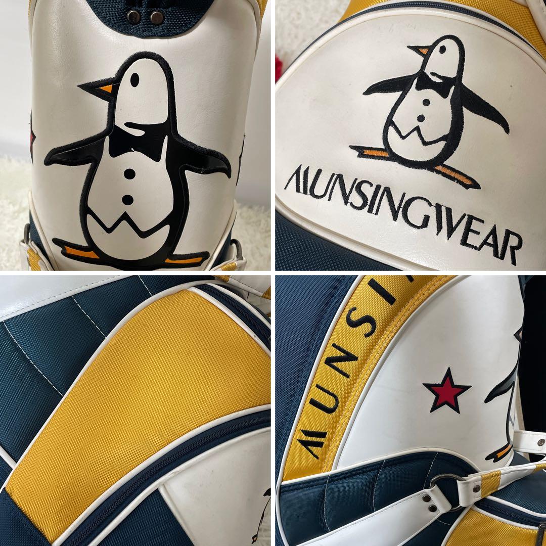 ペンギンロゴ✨マンシングウェア キャディバッグ レザー×ナイロン カート式 大型