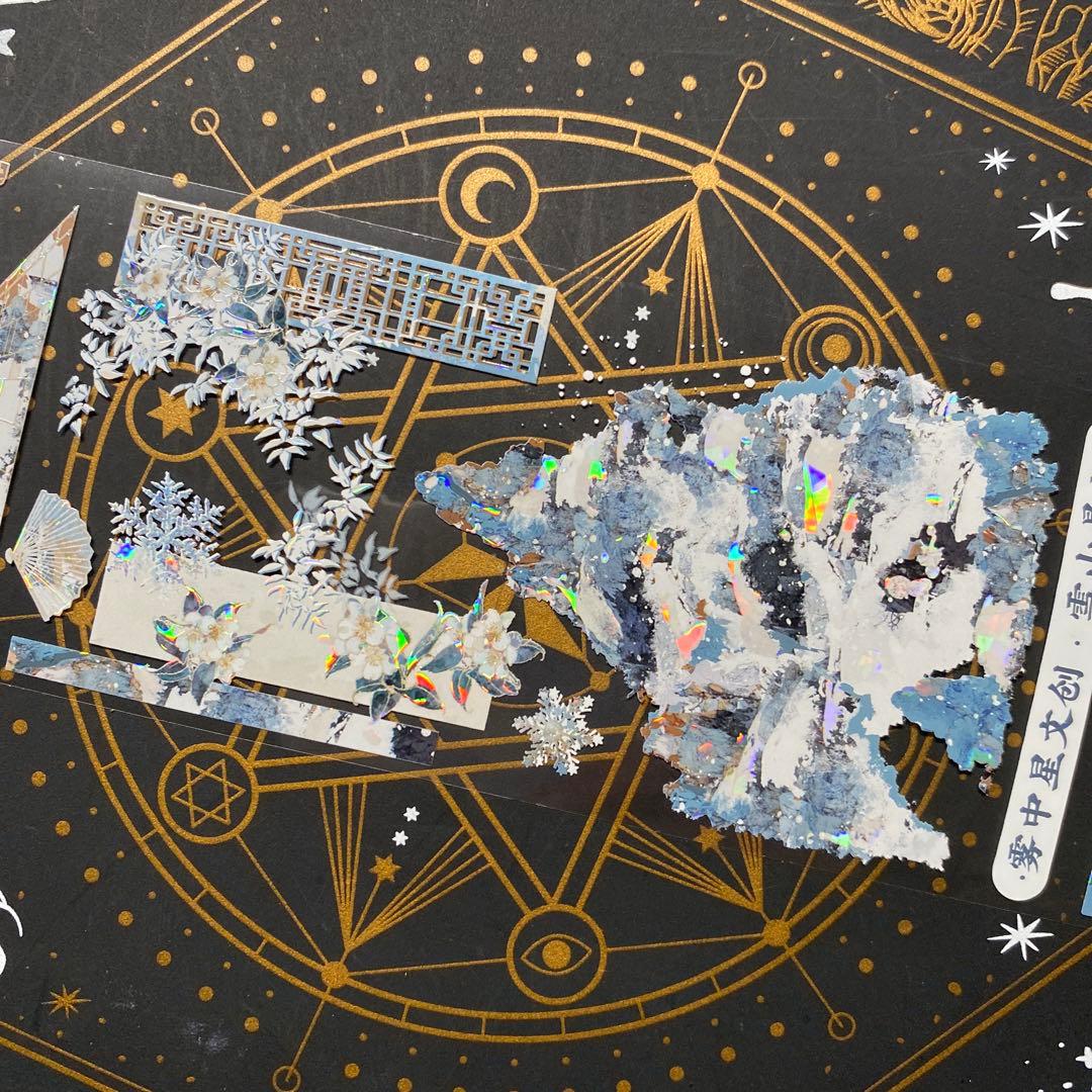 【9252】海外　マステ　中古巻　貝殻光マスキングテープ　青い　自然風景　背景系