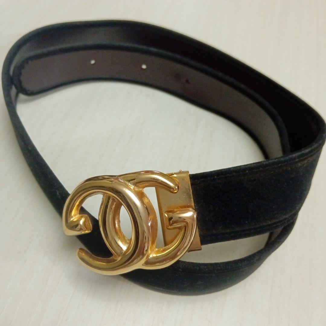GUCCI　 GGロゴ　ダブルGG ゴールドバックル ベルト スエード