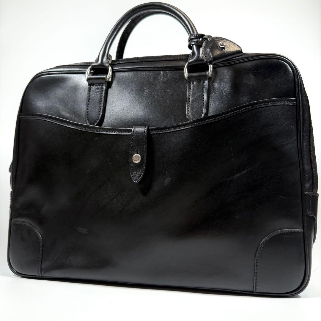 【美品】【希少】ラルフローレン　ビジネスバッグ　カーフレザー　ブラック　メンズ