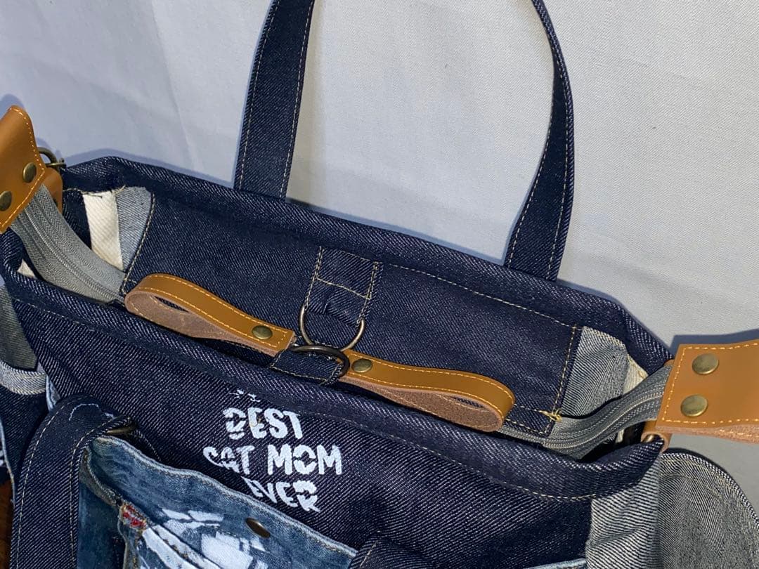 セール☆岡山デニム☆ダメージデニム☆☆トラネコ☆リュック対応☆4wayバッグ