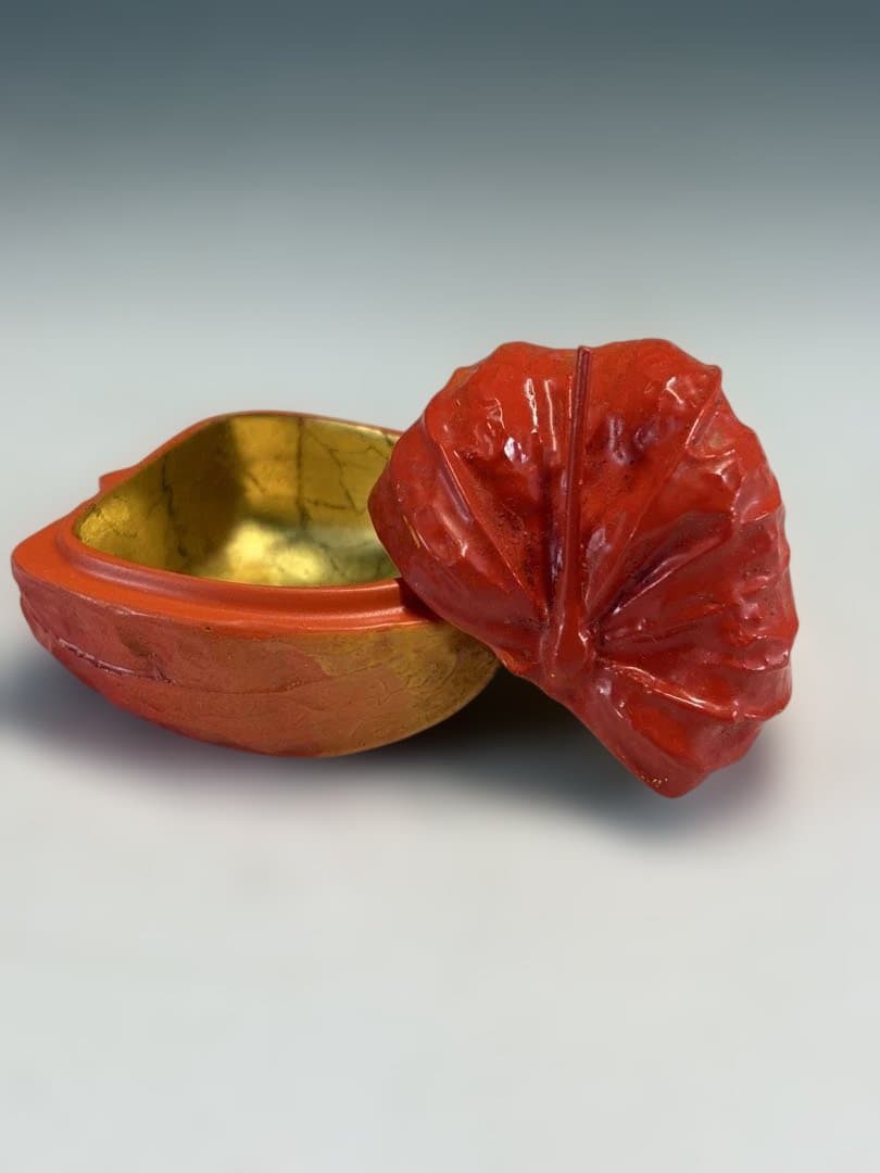 【中古品】粒俵造　乾漆　酸漿香合（共箱）