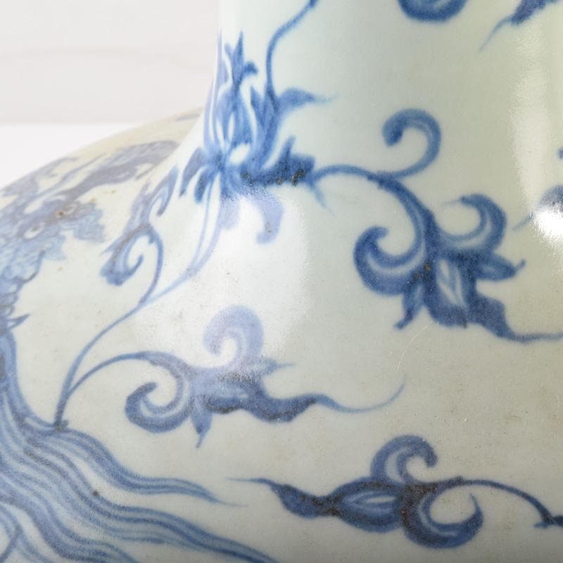 げげげ　中国　青花　龍花文　長頸瓶　高さ約37cm　C　7177A