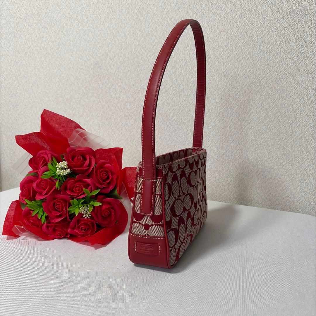 バッグ coach accessories pouch red signature