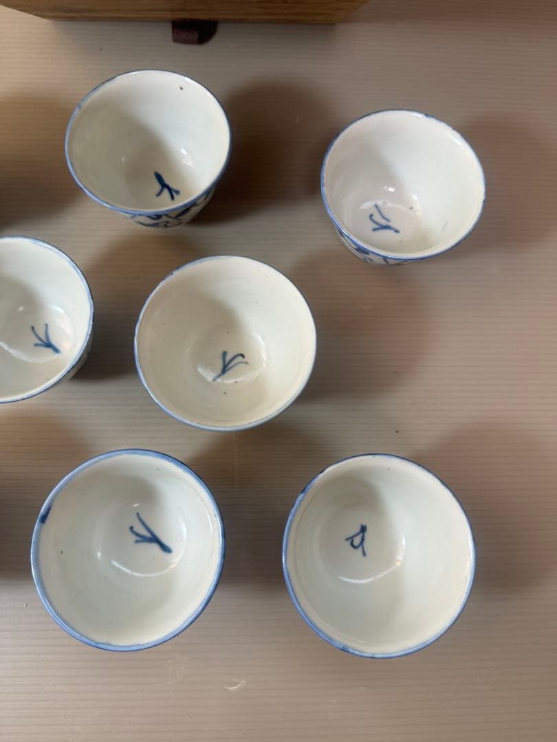 2906 景徳鎮　湖田古窯　蒸茶碗　8客