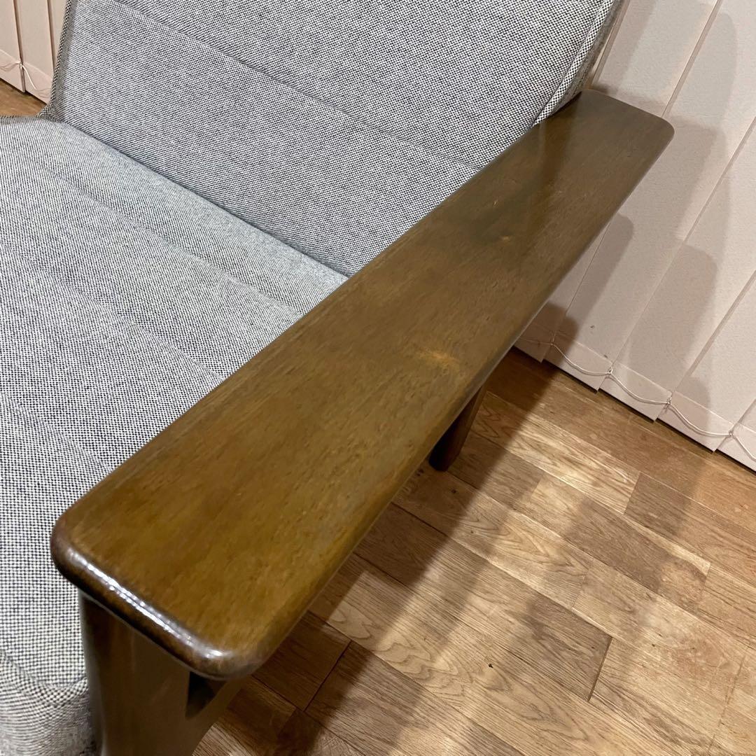 カリモク Kチェア ワイドアーム 1人掛け　ソファ　ビンテージ　グレー