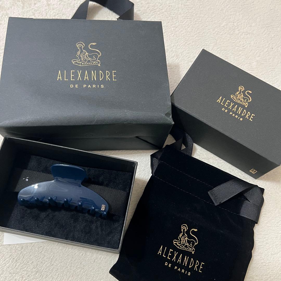 【新品】ALEXANDRE DE PARIS ヘアクリップ　ネイビー完売箱付き