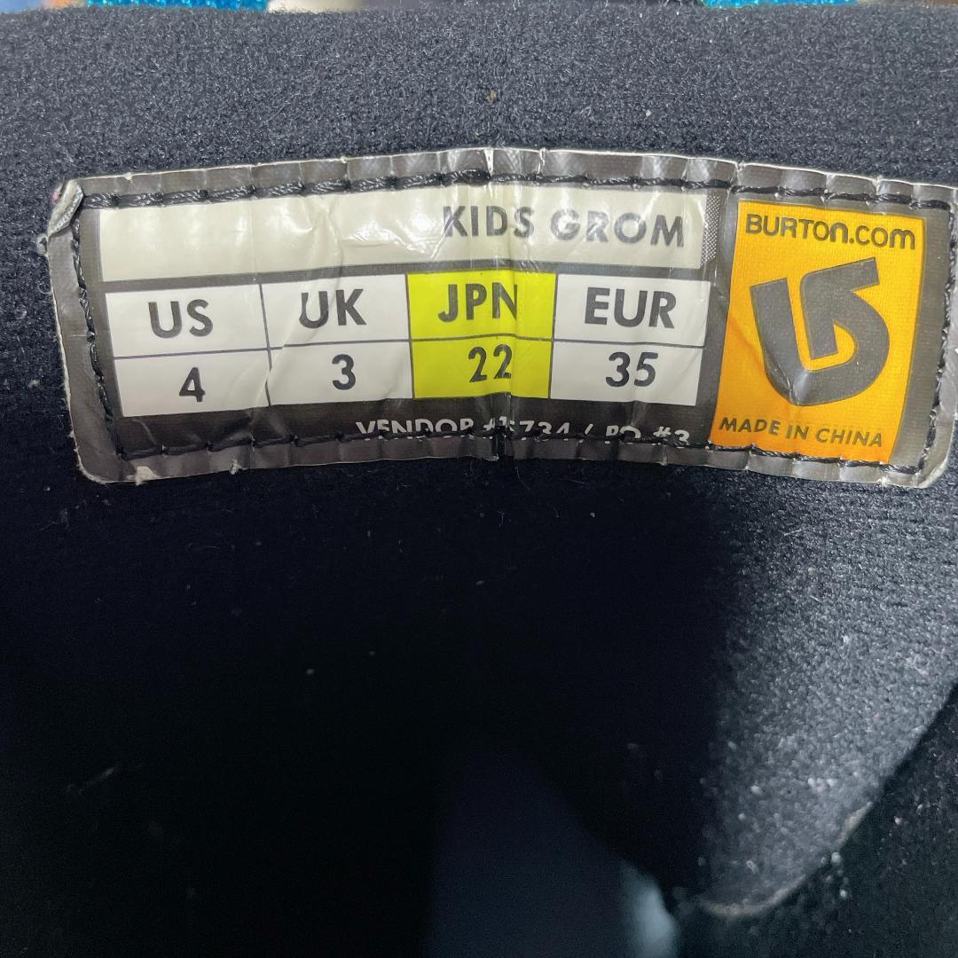 【脱ぎ履き楽々♪】スノーボード ブーツ「バートン GROM」22cm ジュニア