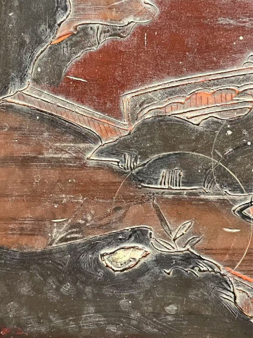 骨董品 18-19世紀の漆器 朱塗 螺鈿 机 中国？韩国？日本？