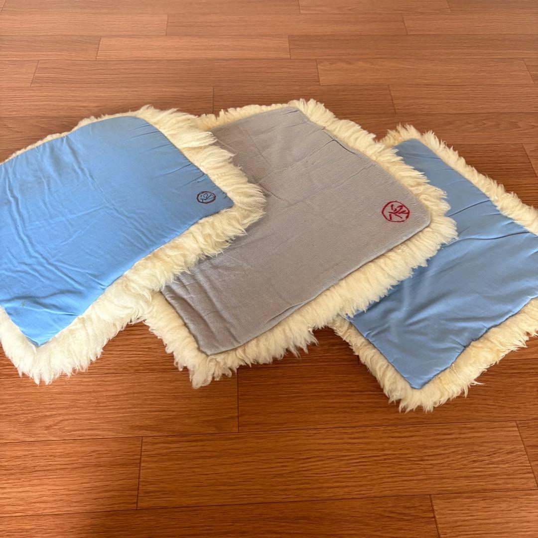 ムートン　羊毛　座布団　クッション　ファーラグ3枚セット