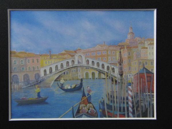 折本美禰子、『ベニスに遊ぶ』、希少画集より、状態良好、新品木製額・額装付