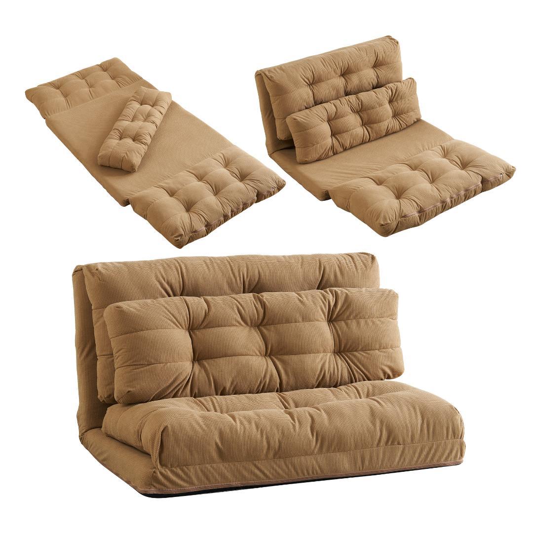 ローソファー 2人掛け ソファベッド 6段階リクライニング 折りたたみ 座椅子