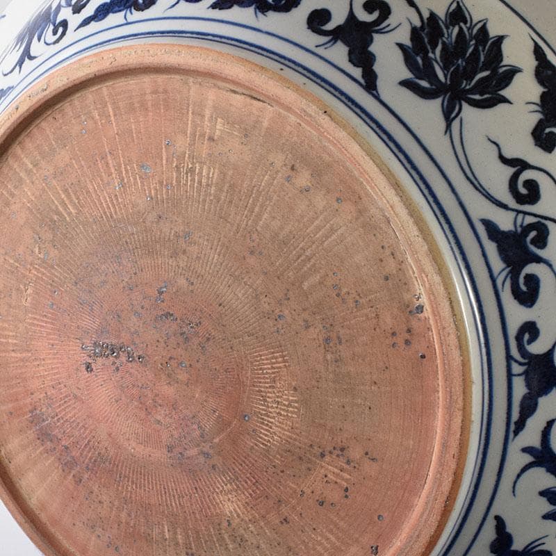 中国　青花　山水麒麟文盤　大皿　輪花皿　直径約41㎝　V　7324C