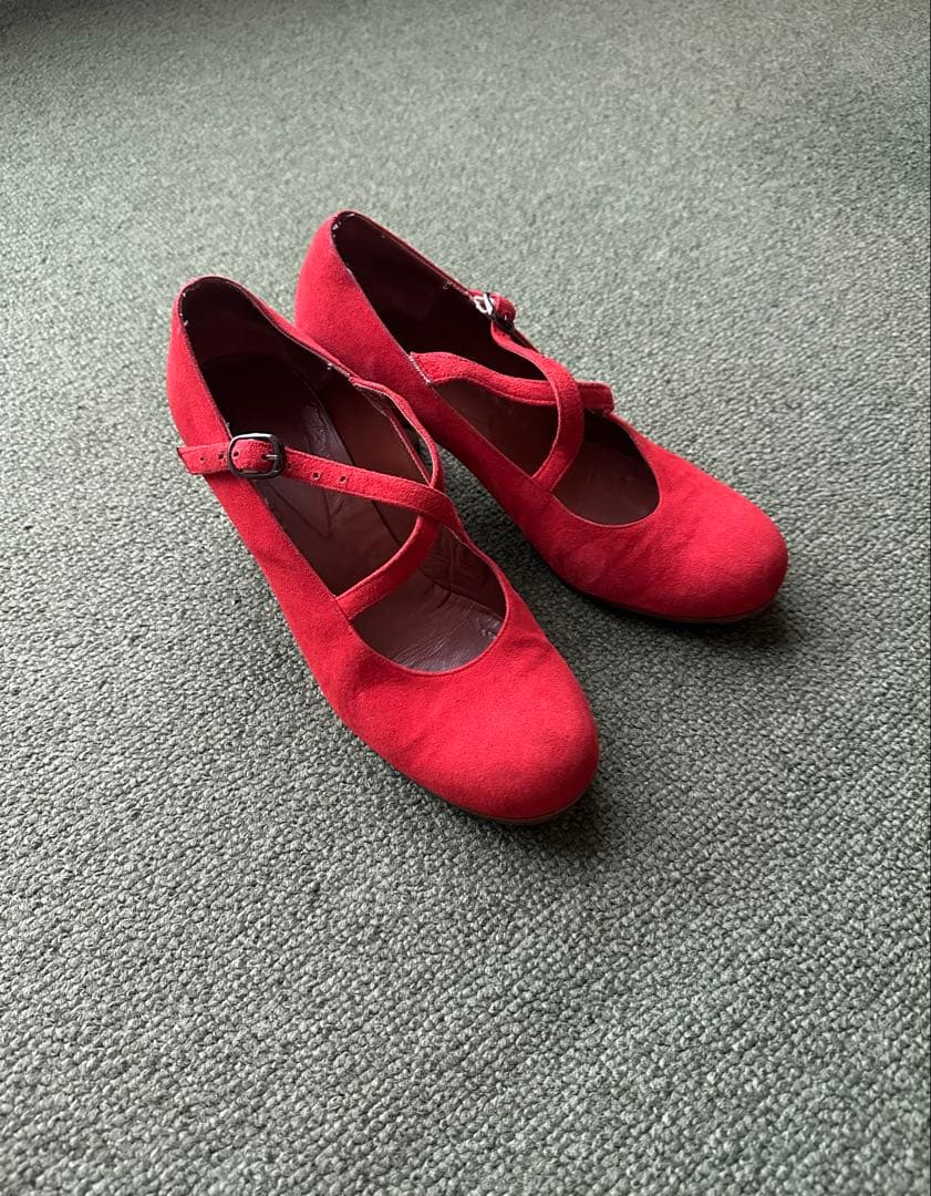 フラメンコシューズ スウェード赤　24cm