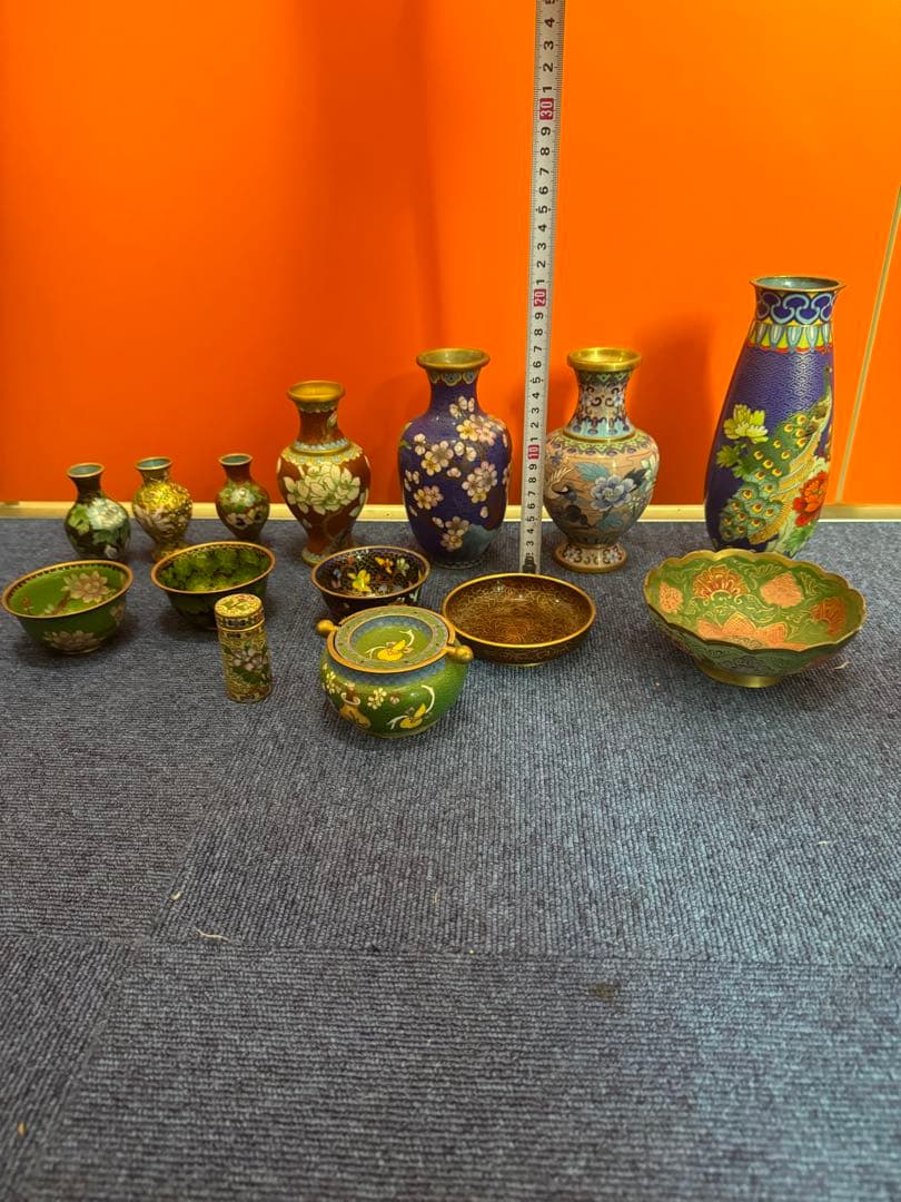 1840  七宝焼　景泰藍　まとめ売り　合計14個　時代物