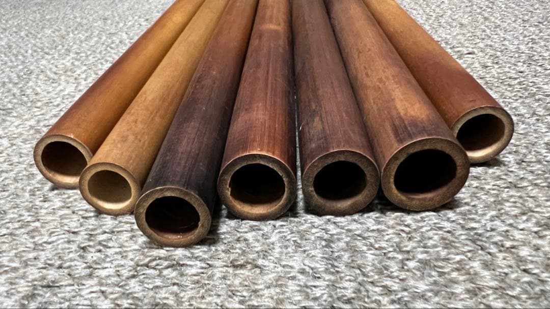 女竹 篠竹 竹材 篠笛 燻竹 素材7本セット 12番