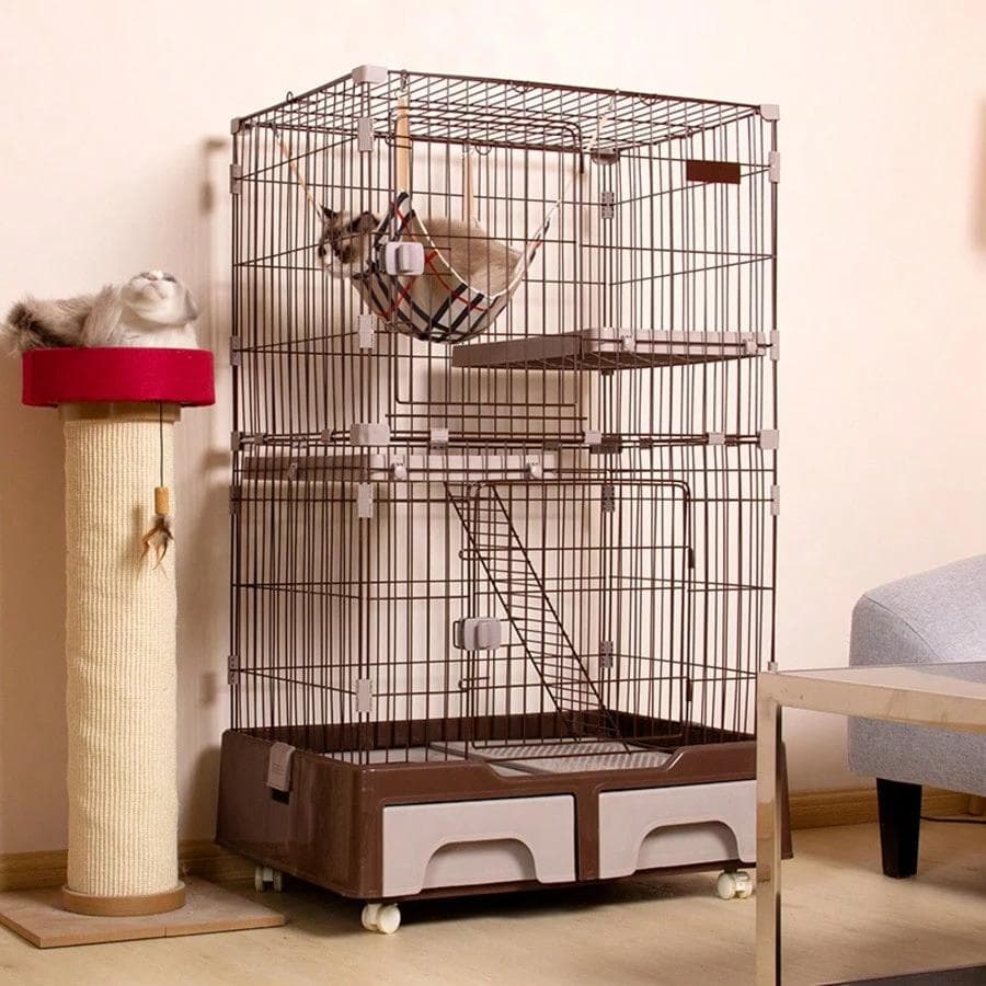 キャットケージ 2段構造 猫トイレ付き