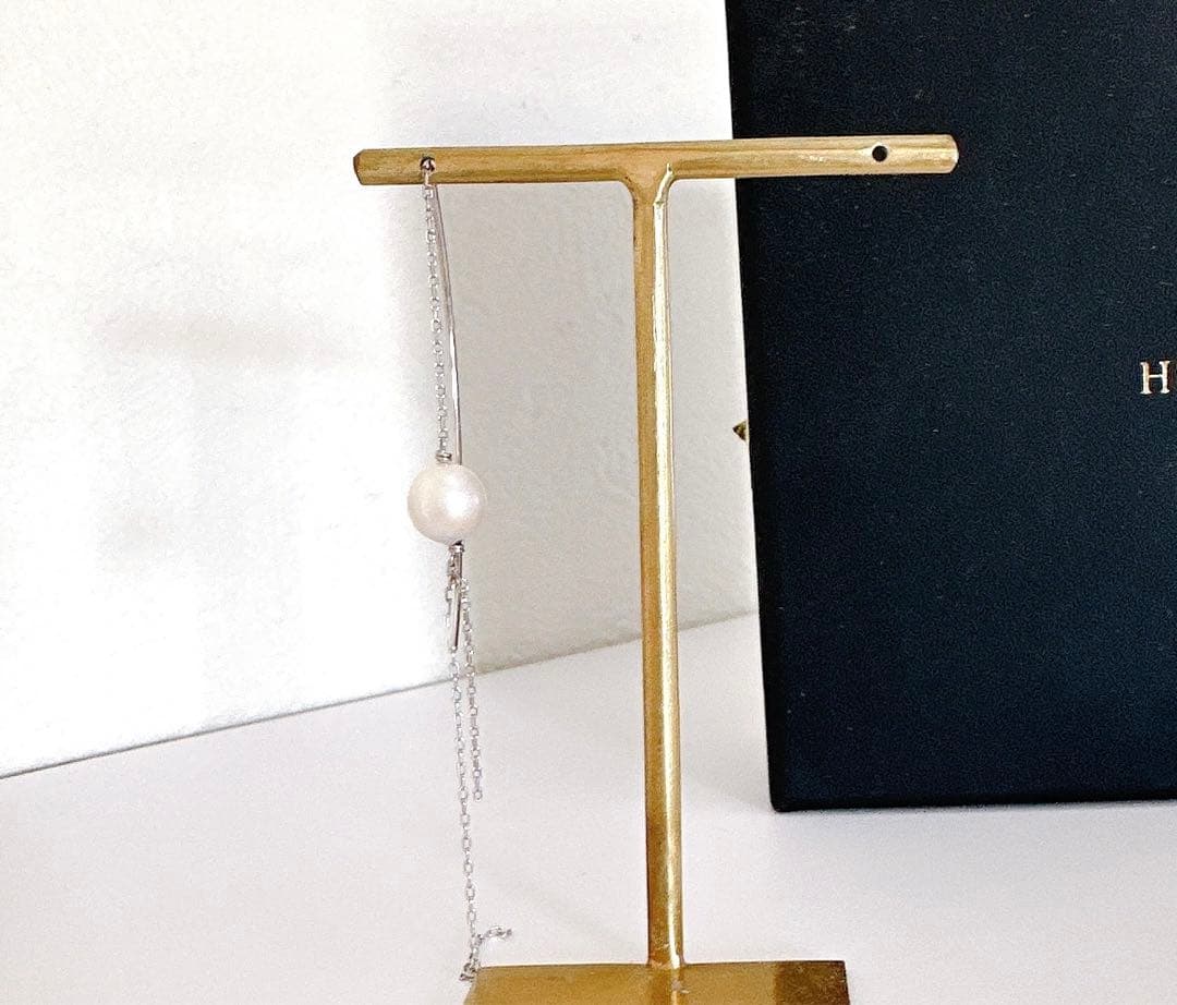 hirotaka ヒロタカ　アコヤパールチェーンピアス　ホワイトゴールド