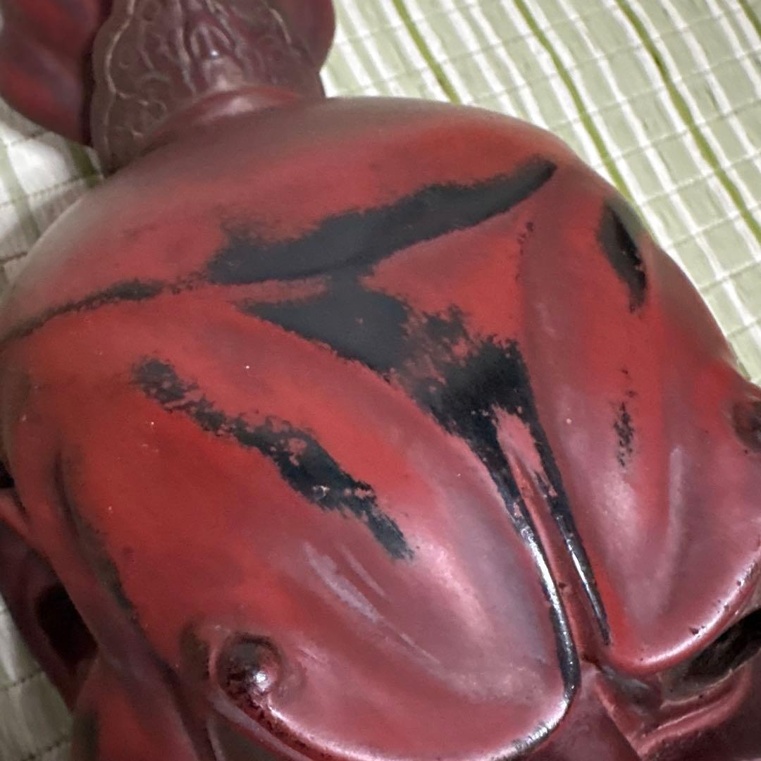 お面　能面　神楽面　仁王　仏具　鬼　男　赤　工芸品　渦　金剛力士　壁掛け　置物