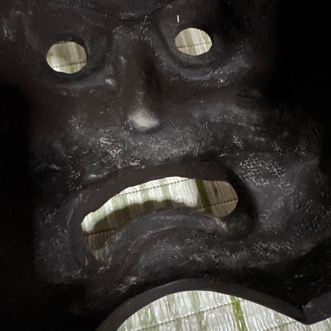 お面　能面　神楽面　仁王　仏具　鬼　男　赤　工芸品　渦　金剛力士　壁掛け　置物