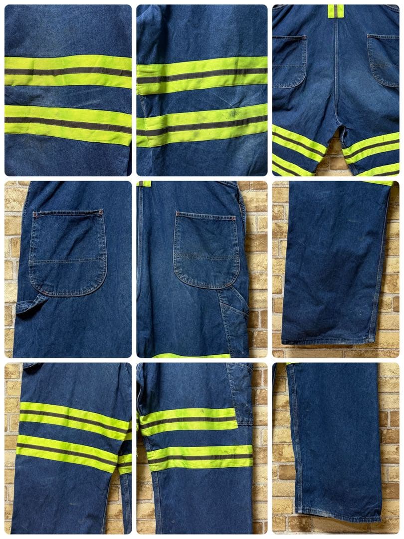 ディッキーズ　メキシコ製　デニムオーバーオール　リフレクター　ワーク　48/32