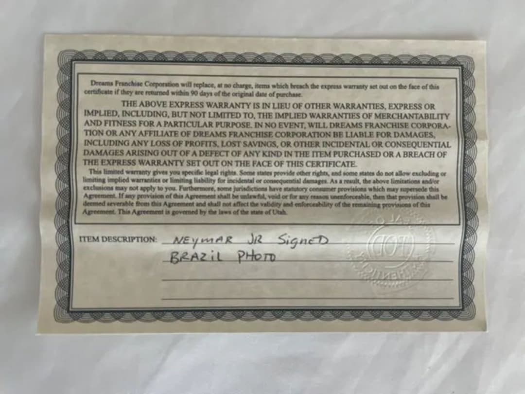ネイマール直筆サイン入りブラジル代表写真/貴重な木枠縁入り