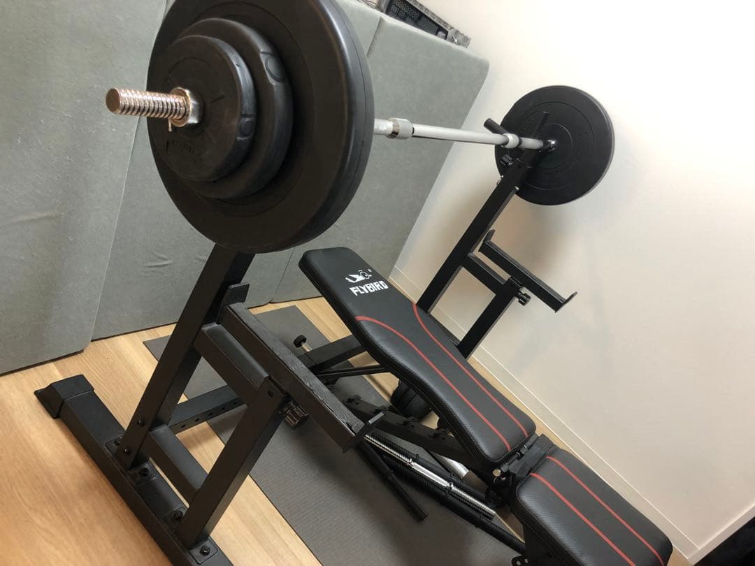 FLYBIRD トレーニングベンチ バーベル付き　ベンチプレス