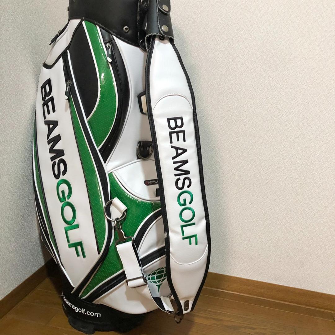 BEAMS GOLF キャディバッグ ホワイト/グリーン カート 5分割