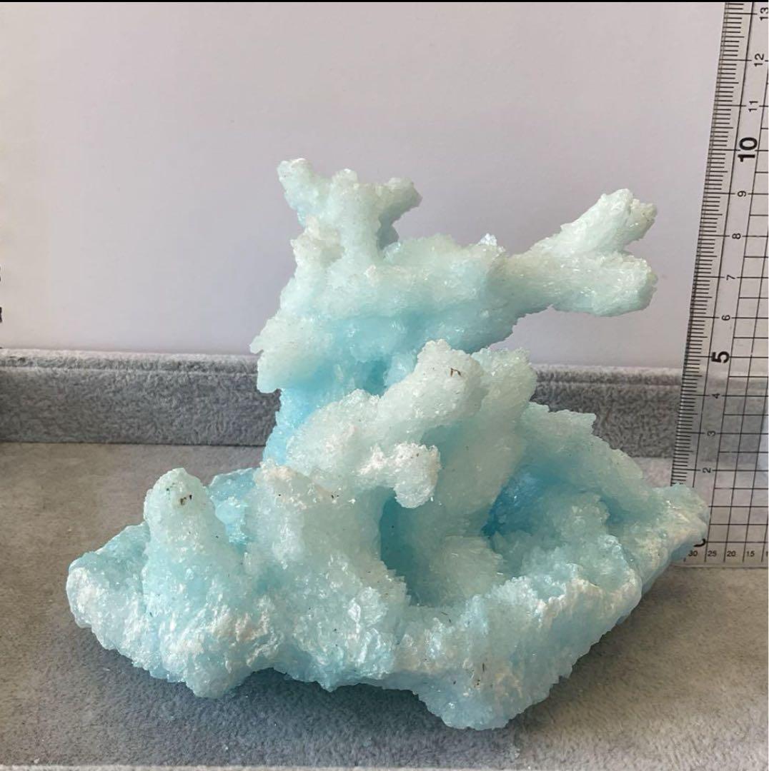 T991-2アクアマリン水晶結晶　原石ジオードクラスター　天然石