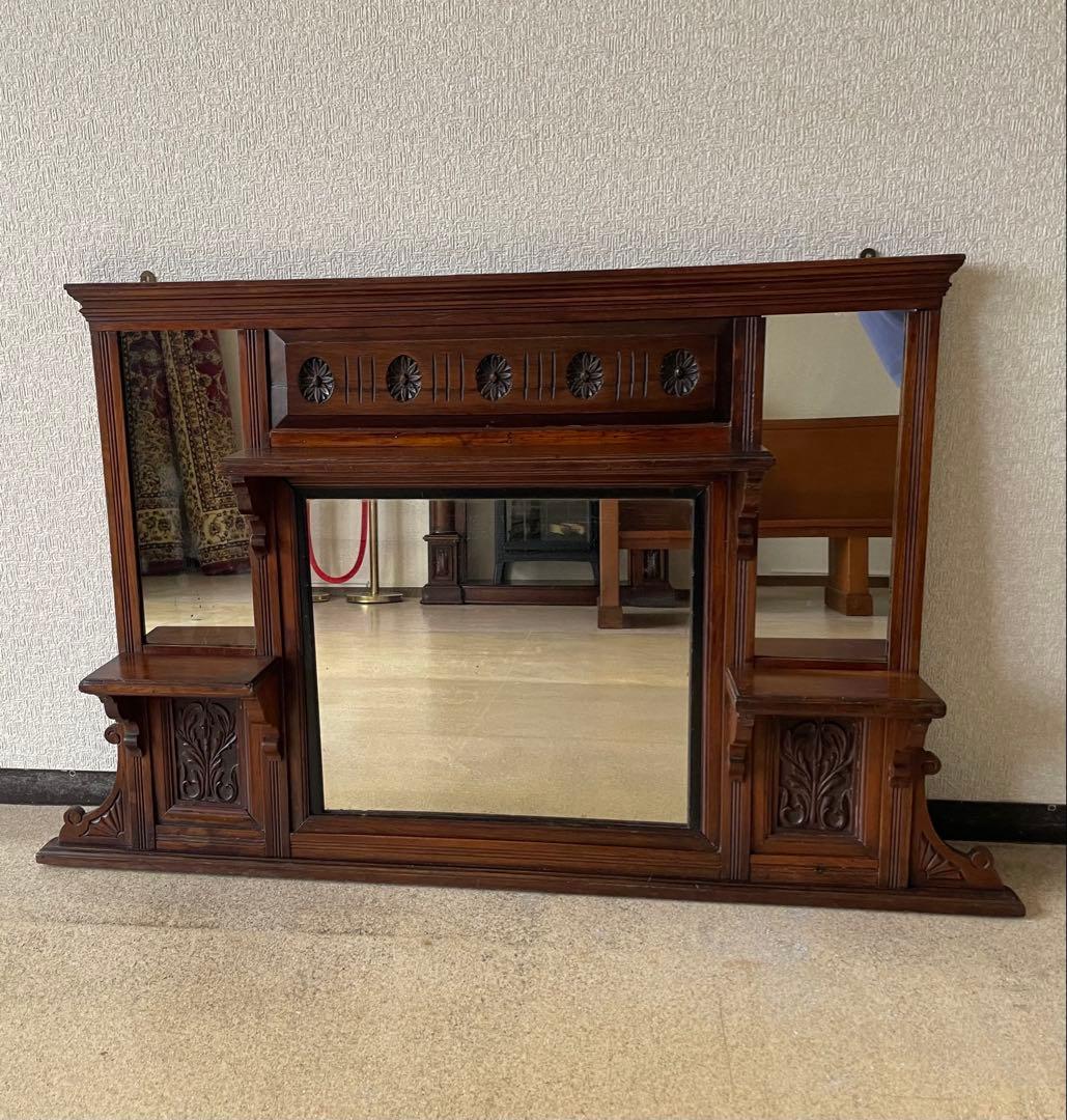 オーバーマントルミラー マカボニー 英国アンティーク アンティーク 暖炉