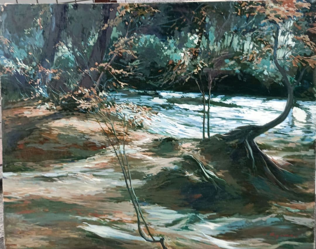 檜山健三　奥入瀬　30号油彩