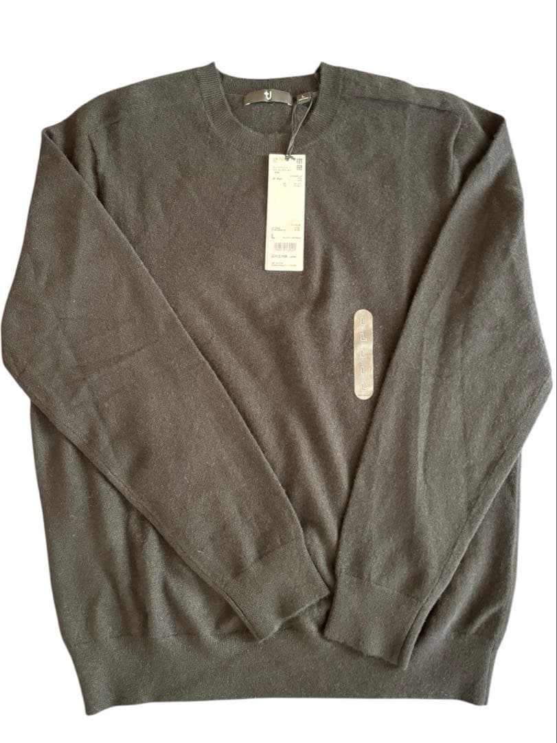 【タグ付未使用】ユニクロ +J カシミヤ　クルーネックセーター 黒 Lサイズ