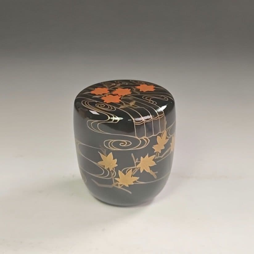 ウ222 棗『淡々斎　花押　極箱』『塗師　中村宗哲』『花筏蒔絵　中棗』茶器　茶道