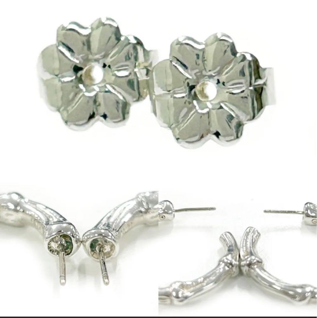 シルバーバンブーフープピアス