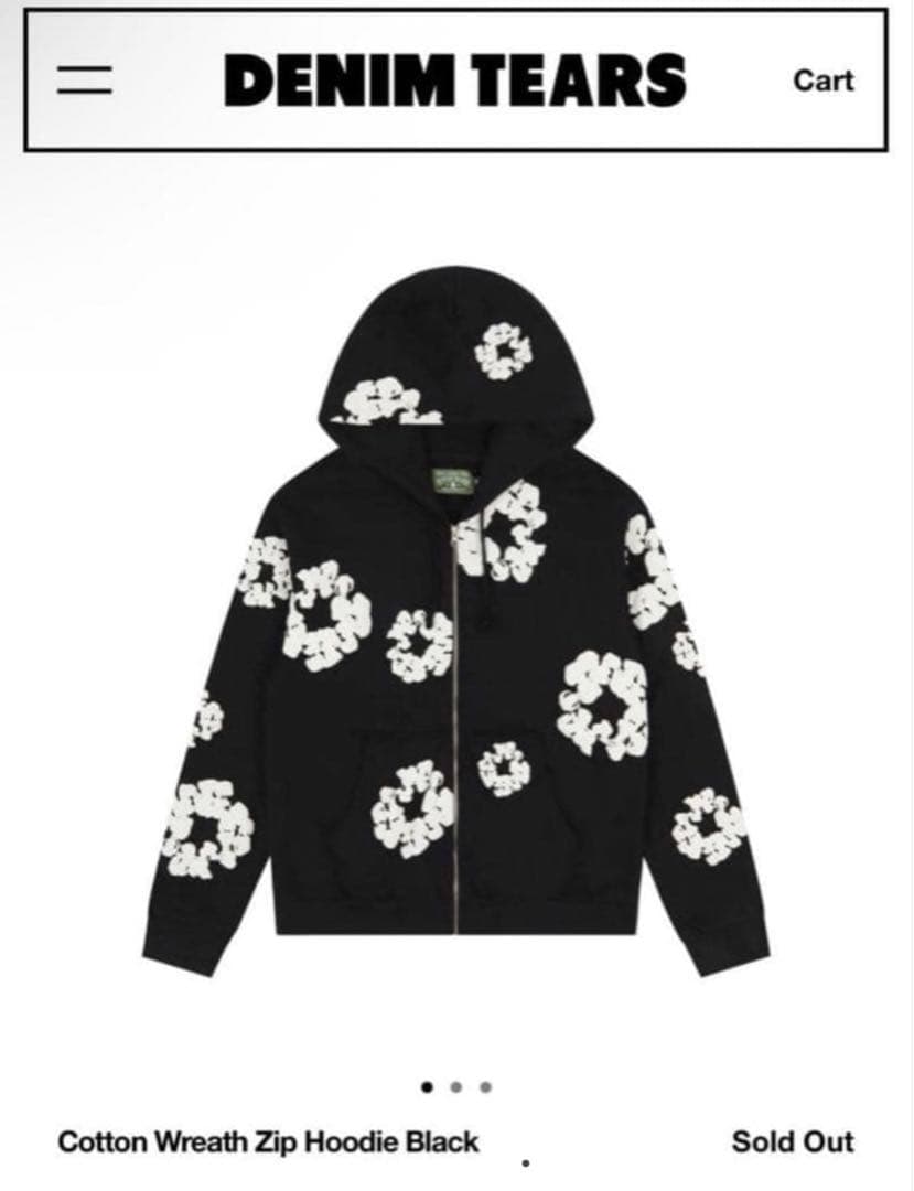 トップス DENIME TEARS COTTON WREATH ZIP HOODIE M