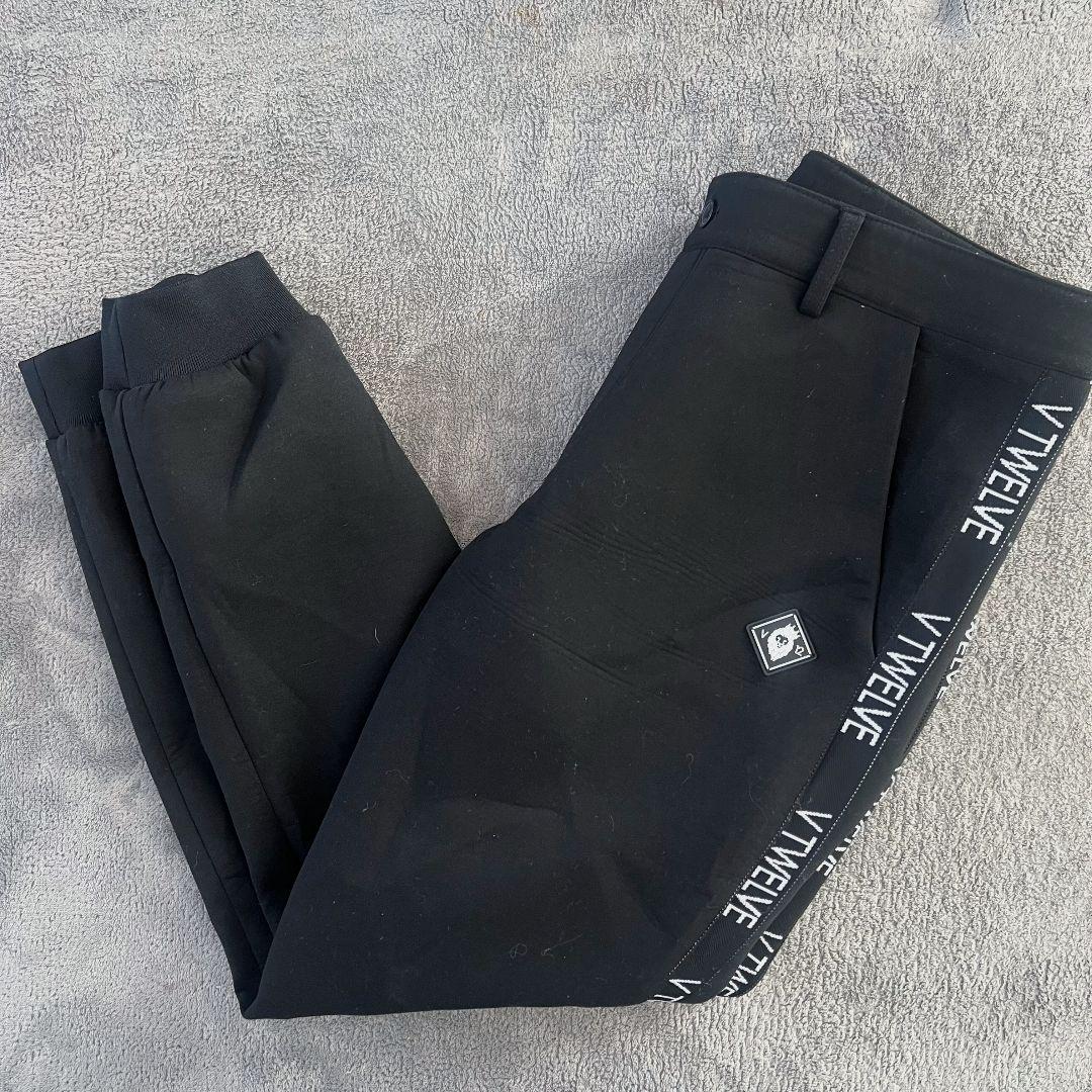 V12 ヴィトゥエルブ ダンボールニット　サイドロゴ　イージーパンツ　メンズ　黒