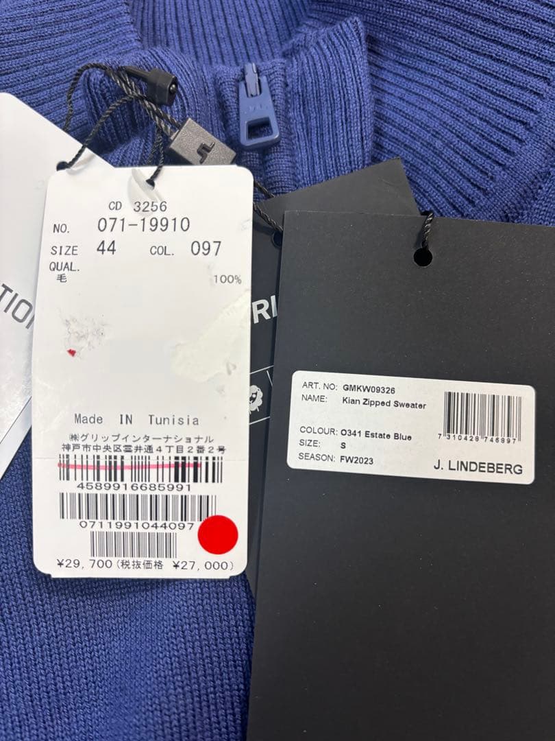 ★新品 J.LINDEBERG ゴルフセーター モックネック ハーフジップアップ