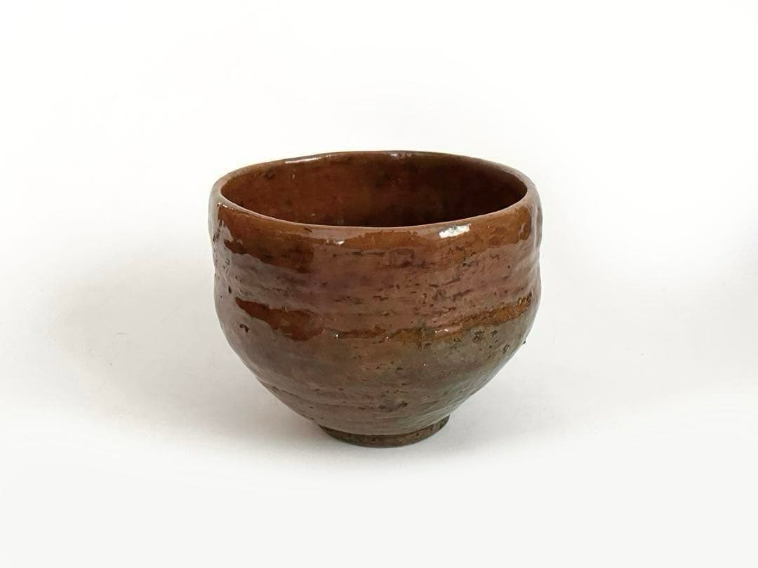 茶道具　骨董　大樋焼　飴釉　手捻り　茶碗　抹茶碗　共箱