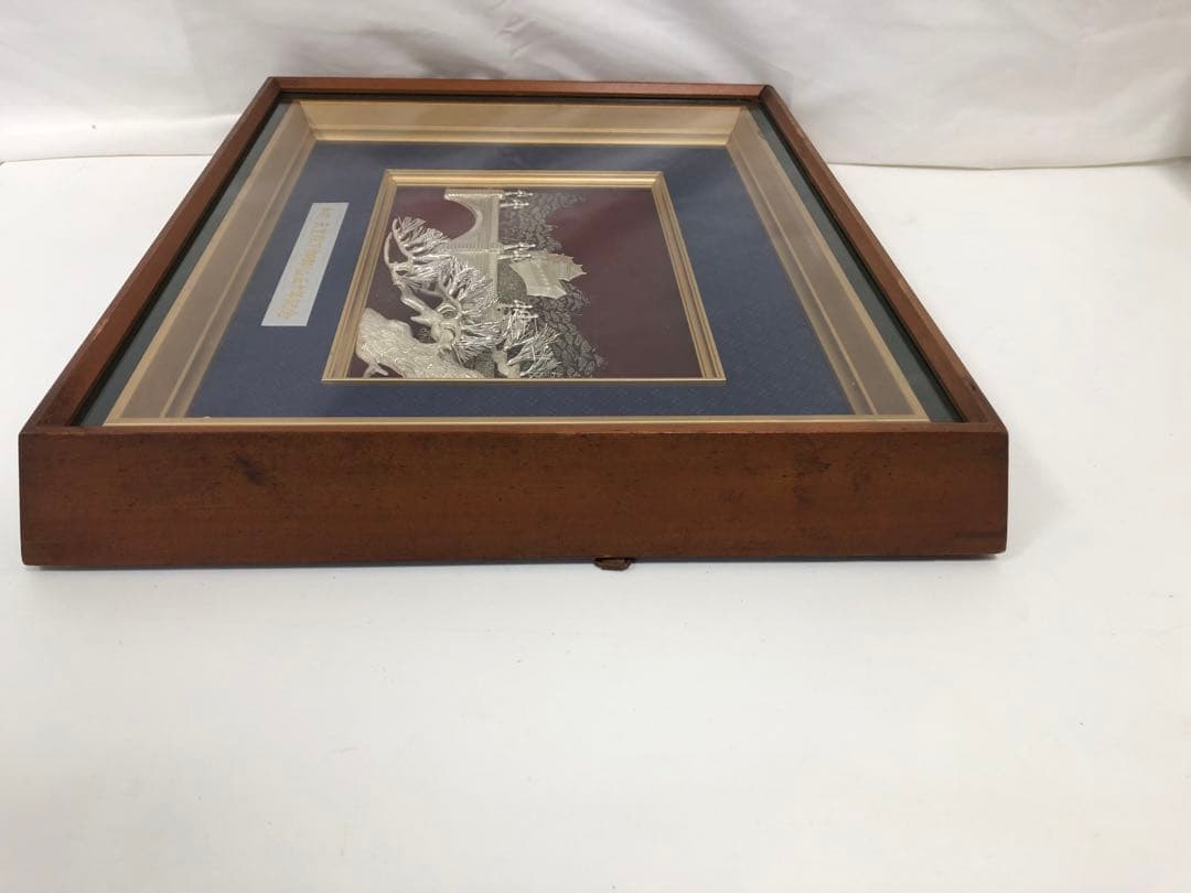 純銀製 天皇陛下御即位五十年記念　額　レリーフ　記念額　額飾